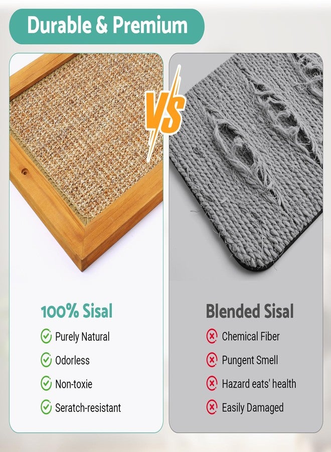 WHEARTED Cat Scratching Post, Wooden Sisal Cats Wall Scratcher, Floor or Wall Mounted Vertical Cat Scratch Pad for Indoor Cats Adults or Kittens, Scratching Board Cat Wall Furniture Protector - Image 3